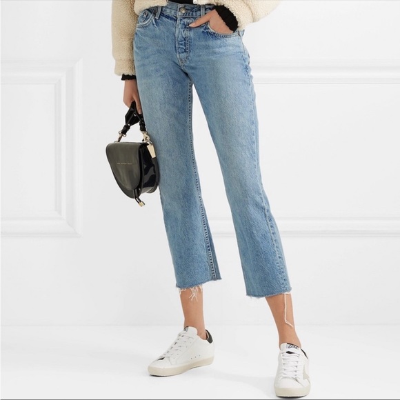 GRLFRND Tatum Raw Hem Straight Leg Jeans | 32 Color Late Night - Picture 2 of 6